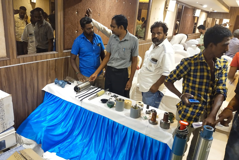 Taro Pumps sales manager explaining Taro products to dealers