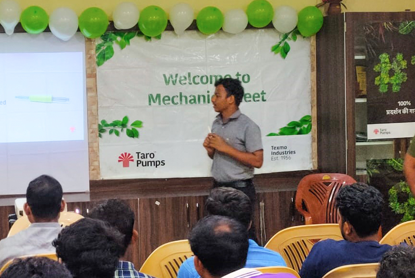 Taro Pumps sales manager conducting mechanics meet