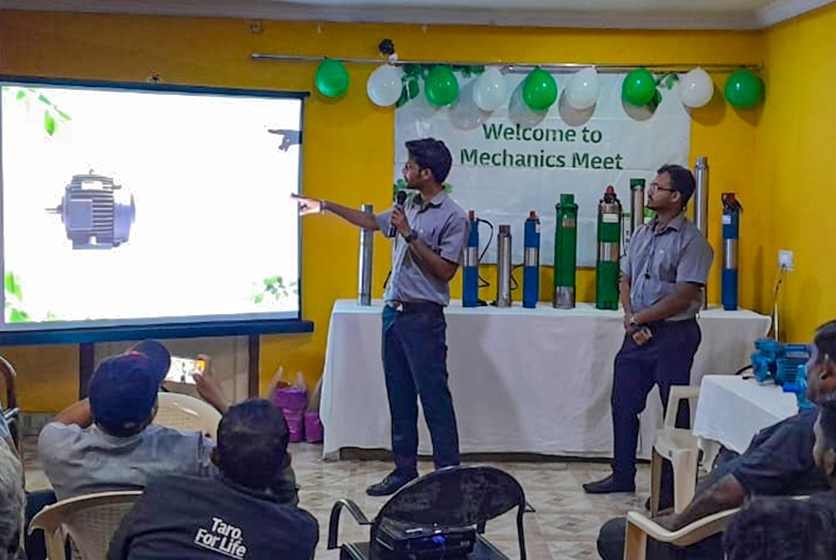 Taro Pumps sales manager conducting mechanics meet