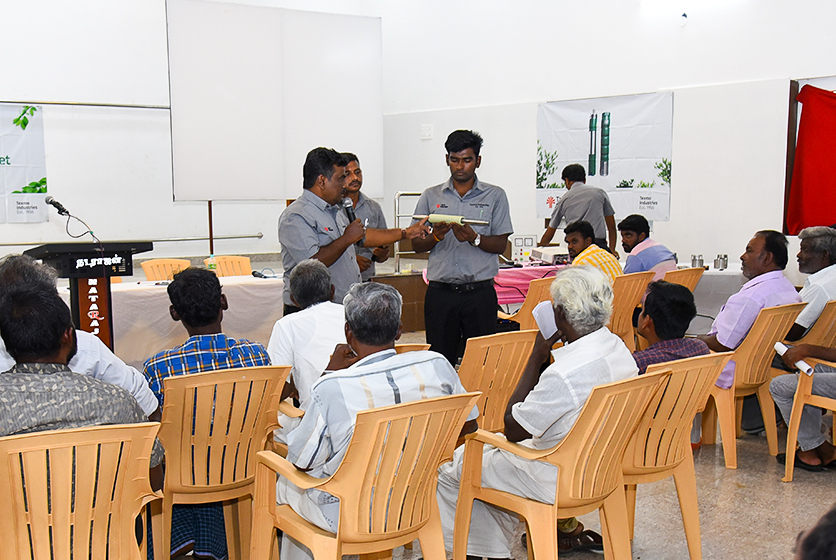 Taro Pumps manager explaining Taro Pumps products to mechanics