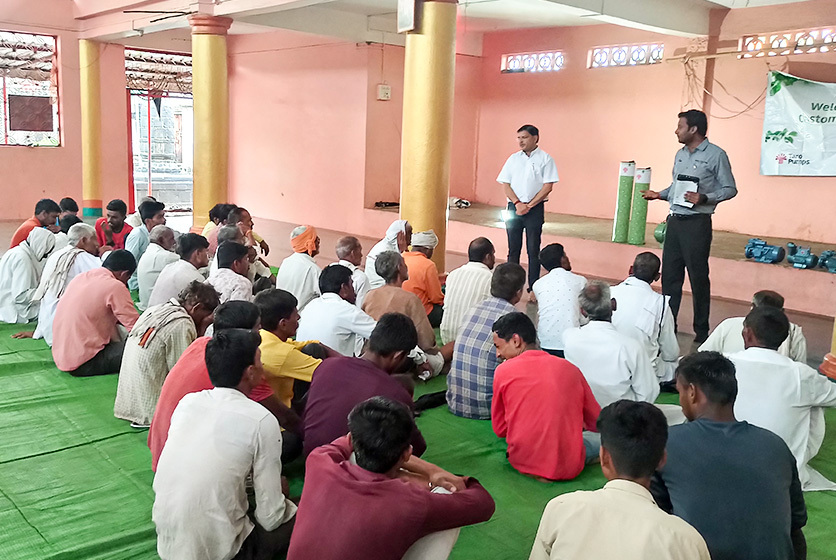 Taro Pumps manager conducting customers meet