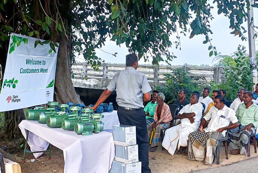 Taro Pumps manager explaining Taro Pumps products to customers