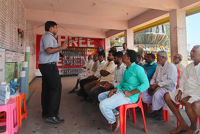 Taro Pumps manager conducting customers meet