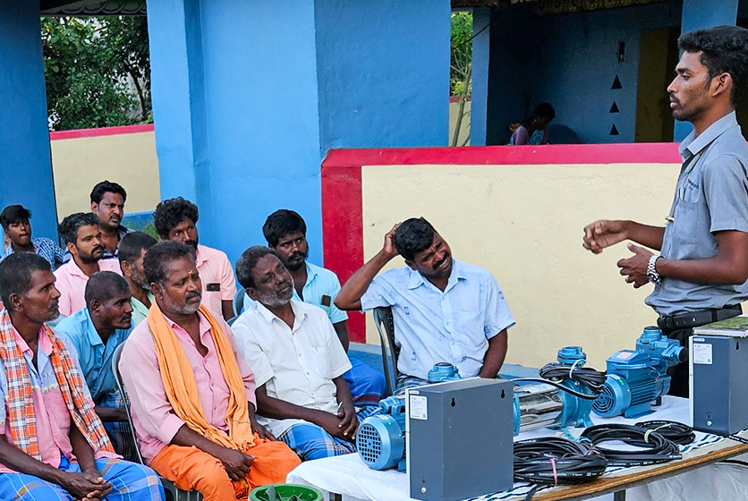 Taro Pumps manager conducting customers meet