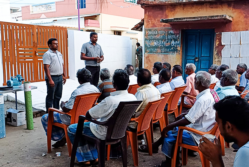 Taro Pumps manager conducting customers meet