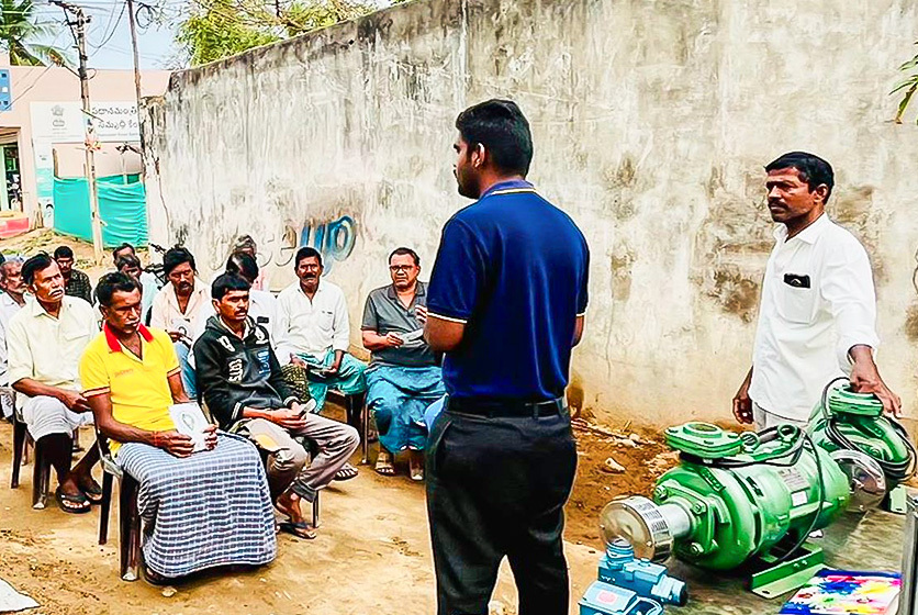 Taro Pumps manager conducting customers meet