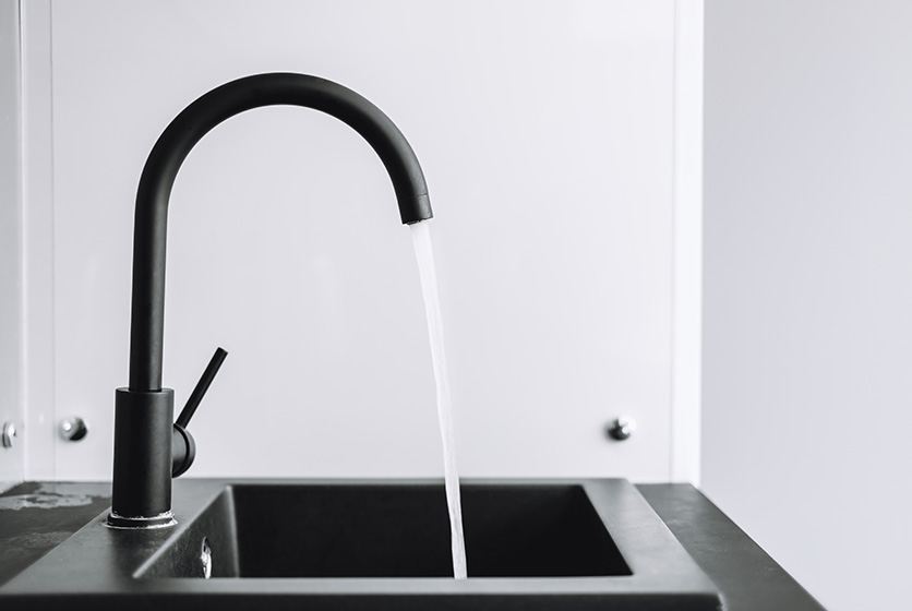 Running kitchen tap water