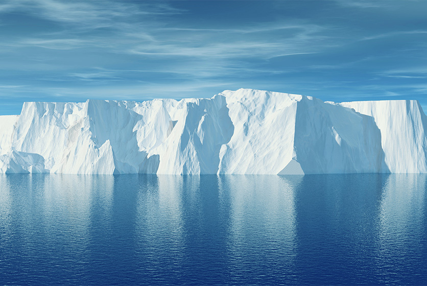 View of iceberg with beautiful transparent sea